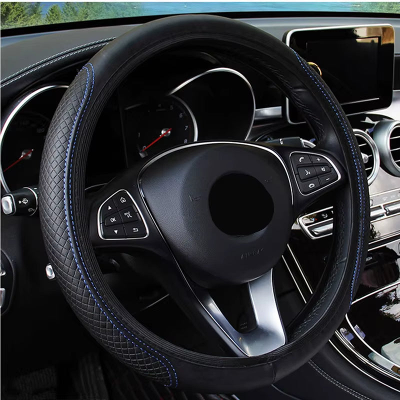 Automobile Universal Steering Wheel Cover Non-Slip Car Steering Wheel Cover Non-Slip Embossed Leather Car-Styling