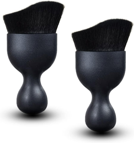 2 PCS Car Detailing Brush, Automotive Interior Cleaning Brush Air Conditioner Brush, Curved Surface Design Soft Bristle Dirt Dust Cleaning Tool, Universal Car Interior Dust Brush (Black)