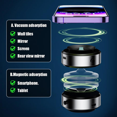 360 Rotatable Electric Vacuum Phone Mount, Magnetic Suction Cup Mount for Car, Gym Mirror, Smooth Surfaces (Black)