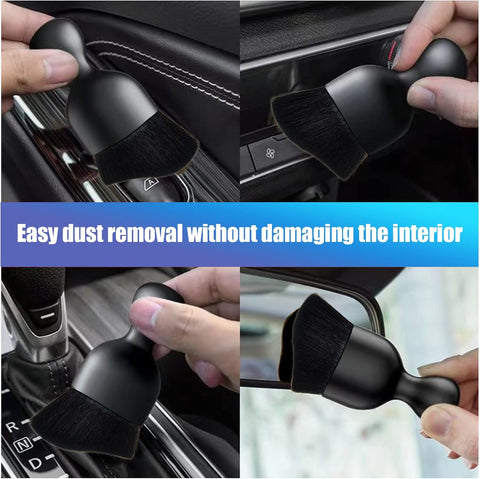 2 PCS Car Detailing Brush, Automotive Interior Cleaning Brush Air Conditioner Brush, Curved Surface Design Soft Bristle Dirt Dust Cleaning Tool, Universal Car Interior Dust Brush (Black)
