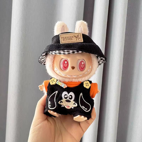 For Labubu V2 Plush Doll Pendant Cartoon Jumpsuit Three Piece Set Cool & Cute Outfit Accessories Labubu Clothes Ropa Labubu