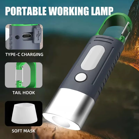 Mini Convenient High Power LED Flashlight Camping Flashlight, 3Ledand Side Lights Telescopiczoom Waterproof Light, Lampshade