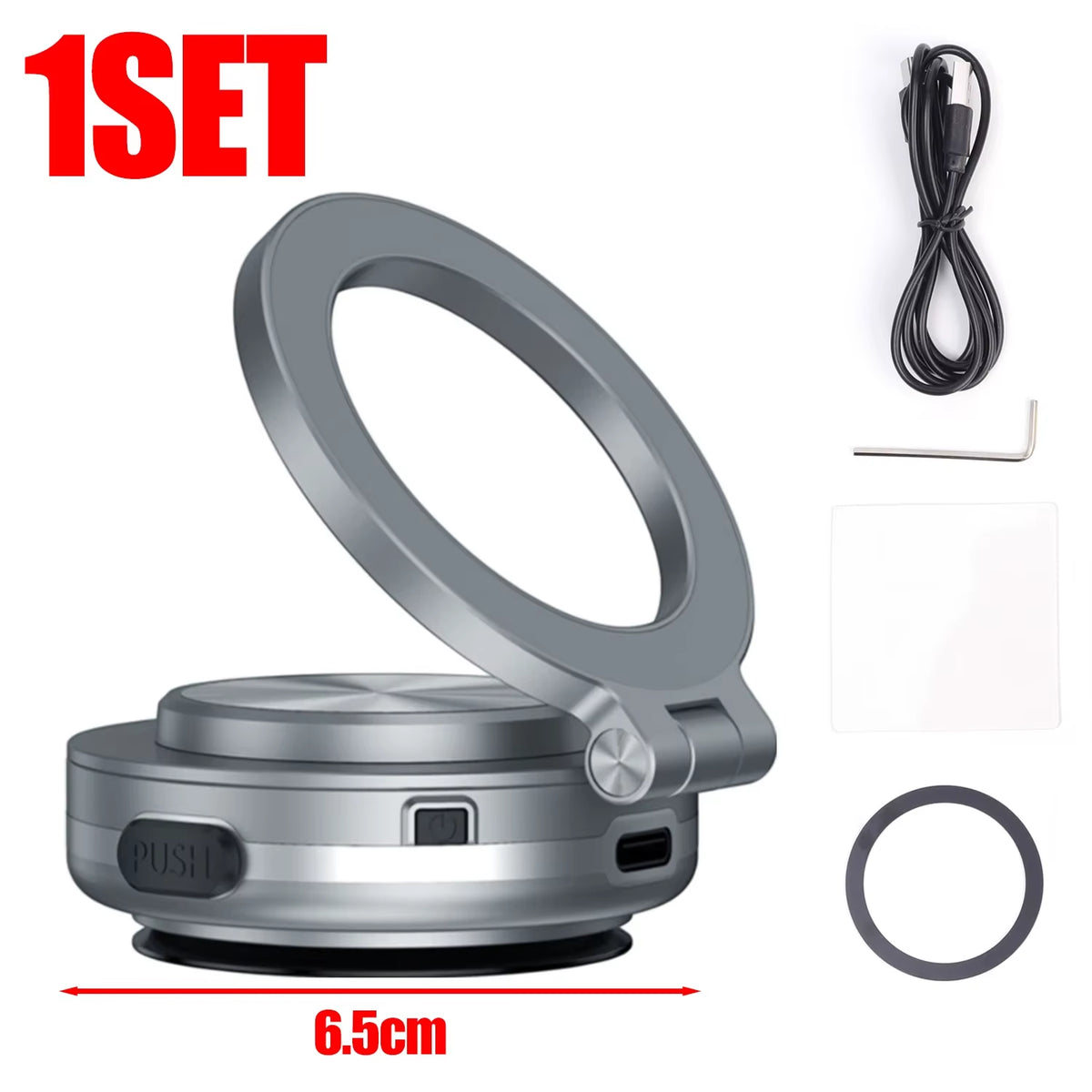 Vacuum Adsorption Car Phone Holder 360° Rotate Universal Mobile Phone Bracket Suction Cup Folding Adjustable Magnetic Adsorption