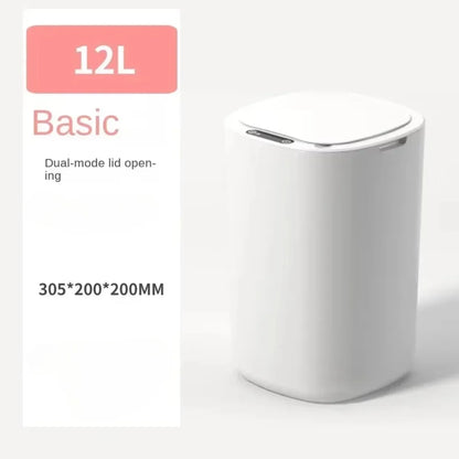 Smart Sensing Trash Can Automatic White Trash Can Kitchen Bathroom Waterproof 12L Electric Trash Can Trash Bin Kitchen