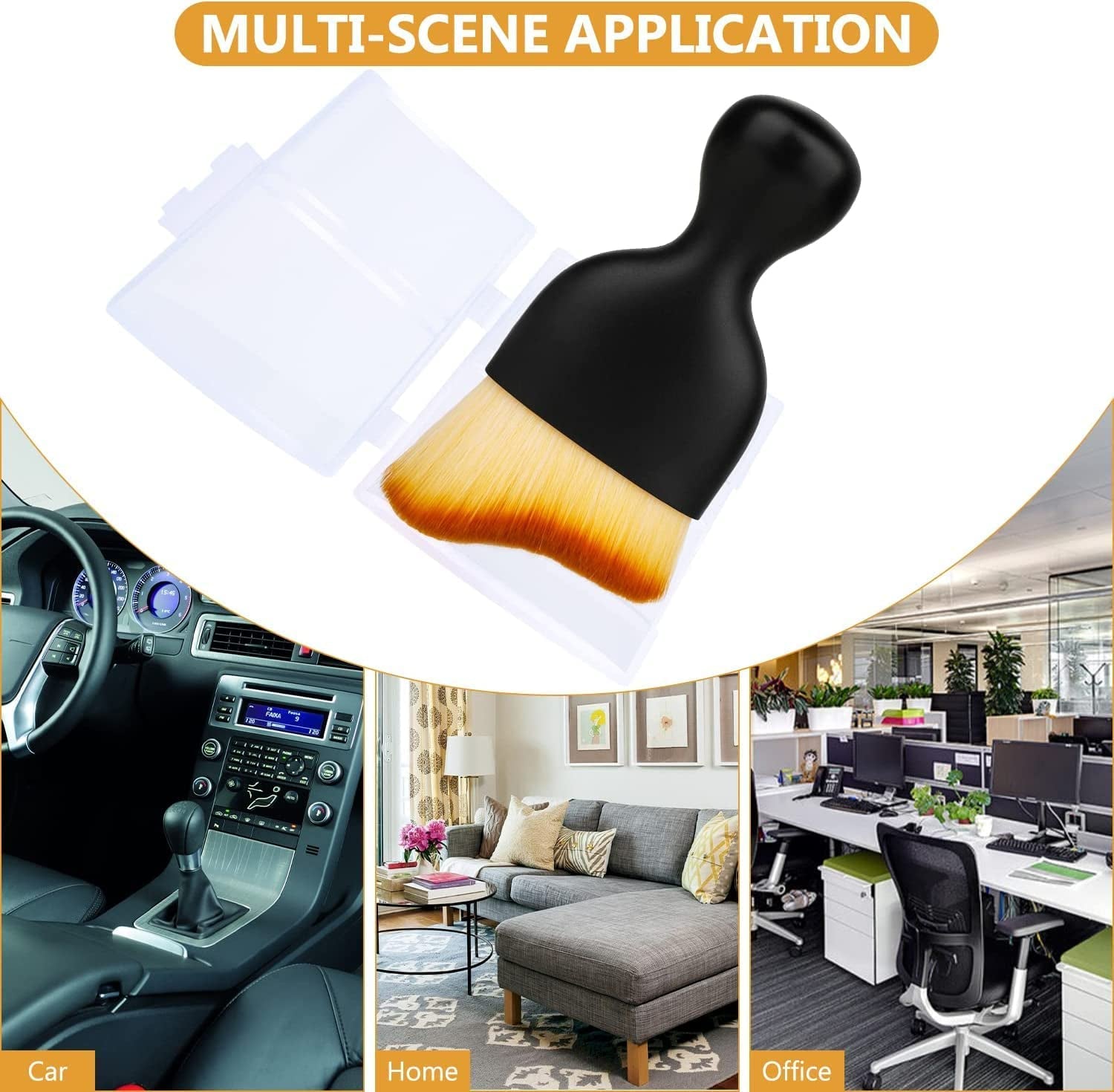 Car Brush, Car Interior Cleaning Tool, Car Cleaning Brush Dust Collectors, Curved Design Dirt Dust Clean Brushes, Engine Compartment and Dashboard(2 PCS)