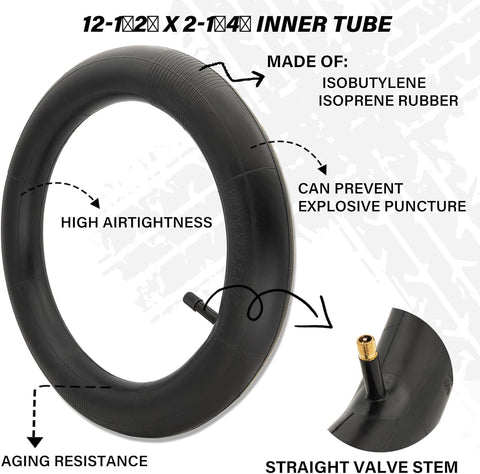 12 1/2 X2 1/4 Tire and Tube Set, 12.5 X 2.25 Bike Tire Compatible for Razor Pocket Mod Dirt Bike Currie Schwinn GT IZIP Ezip MX125 Dirt Rocket, Replacement Kids Bike Tires 12.5 X 2.25