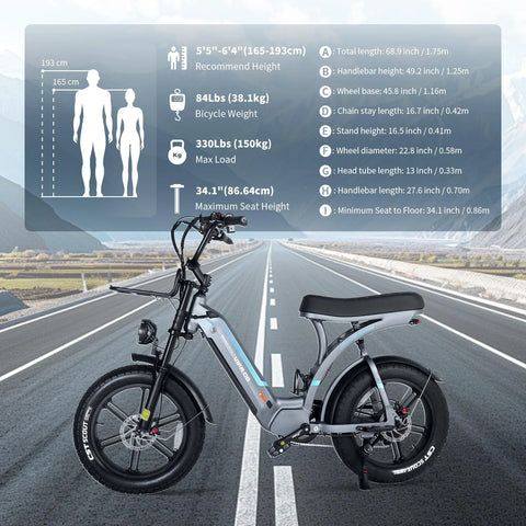 Electric Bike for Adults, 20" Ebike 750W 31 MPH, 48V 20Ah Battery, Mountain Bike UL2849