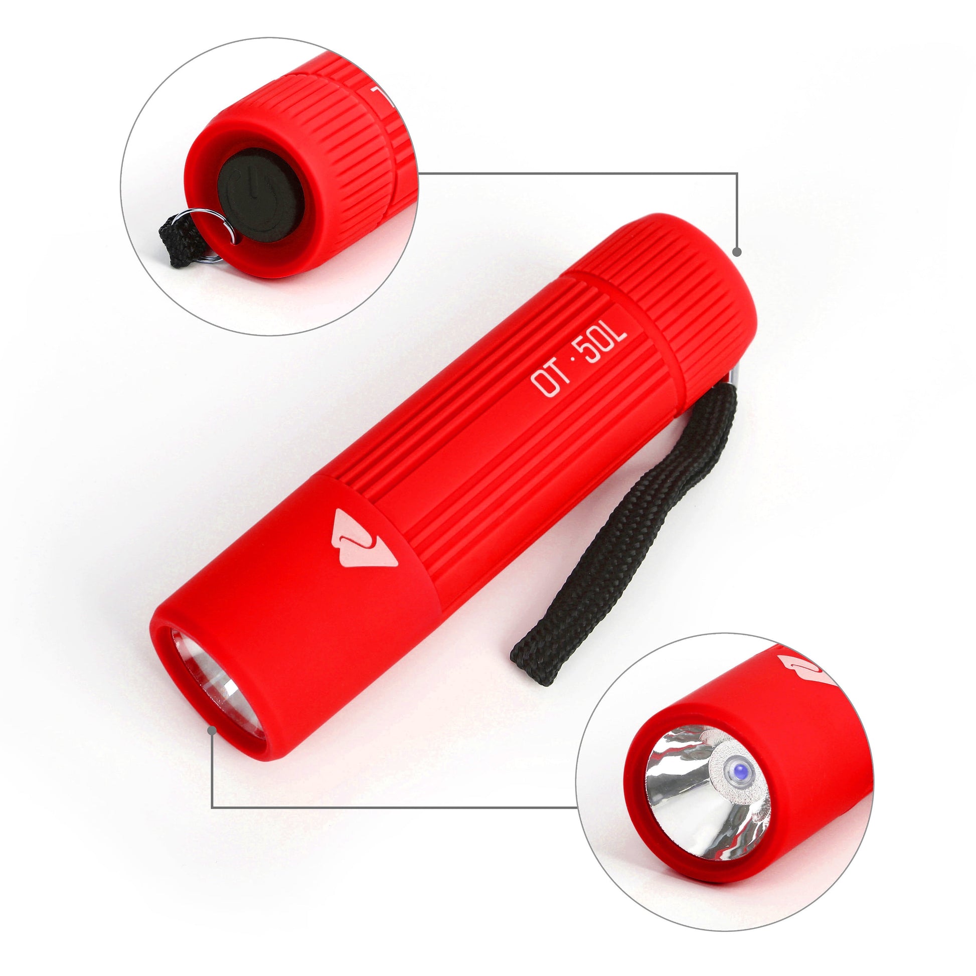 (12 Pack)  Single Mini LED Flashlight, 50 Lumens, Handheld, 3 AAA Batteries, Red