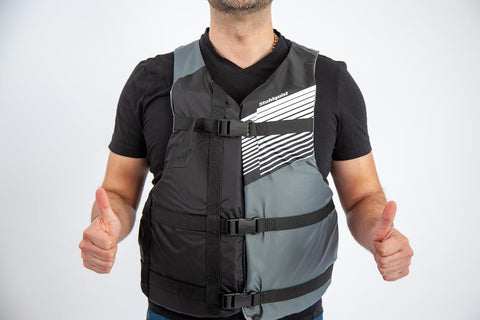 Universal Fit Adult Life Jacket PFD (4 Pack) US Coast Guard Approved, Life Vest for Men and Women 90+ Lbs, Lightweight Neoprene & Adjustable, Ideal for Boating, Kayaking & Water Sports.