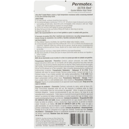 81630 Ultra Red High Temperature Gasket Maker, 3 Oz