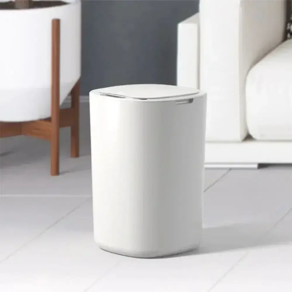 Smart Sensing Trash Can Automatic White Trash Can Kitchen Bathroom Waterproof 12L Electric Trash Can Trash Bin Kitchen