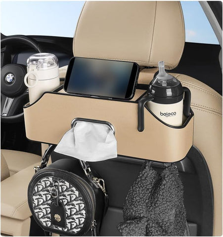 Car Storage Bag, Large Capacity Car Backseat Organizer,Ease of Use,Universal Car Organizer Back Seat,Car Storage Box,Compatible with Most Vehicles,Car Accessories (Beige)