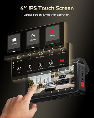 F77 4K+4K Front and Rear Dash Cam with HDR, Dual STARVIS 2 IMX678 Sensor, Voice Control Dash Camera for Cars with 128GB Emmc Storage, 5.8Ghz Wifi, 4'' Touch Screen, 24H Parking Mode