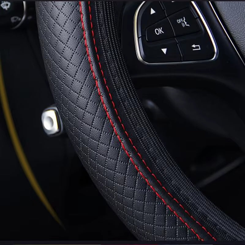 Automobile Universal Steering Wheel Cover Non-Slip Car Steering Wheel Cover Non-Slip Embossed Leather Car-Styling