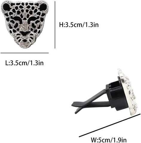 Leopard Car Accessories,2Pcs Golden Leopard Head Car Air Freshener Vent Clip for Women Teens,Refillable Essential Oils Perfumes Diffuser