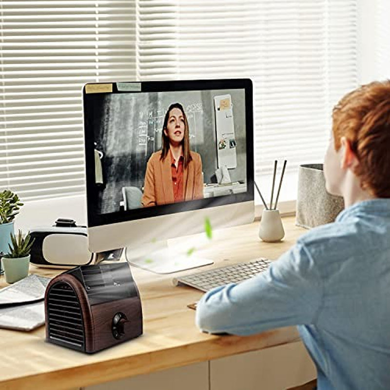 POOCCI Desk Fan Personal Quiet Powerful Small Table Fans Retro Bladeless Fans