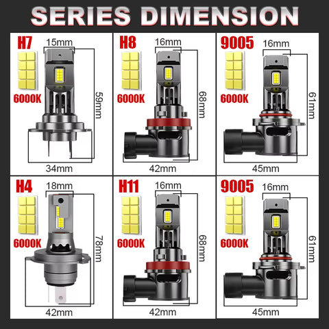 800W Turbo H7 H11 LED Headlight Bulbs CANBUS Lights 80000LM H4 9012 9005 HB3 9006 Mini Lamp 3580 CSP Wireless Car LED with Fan