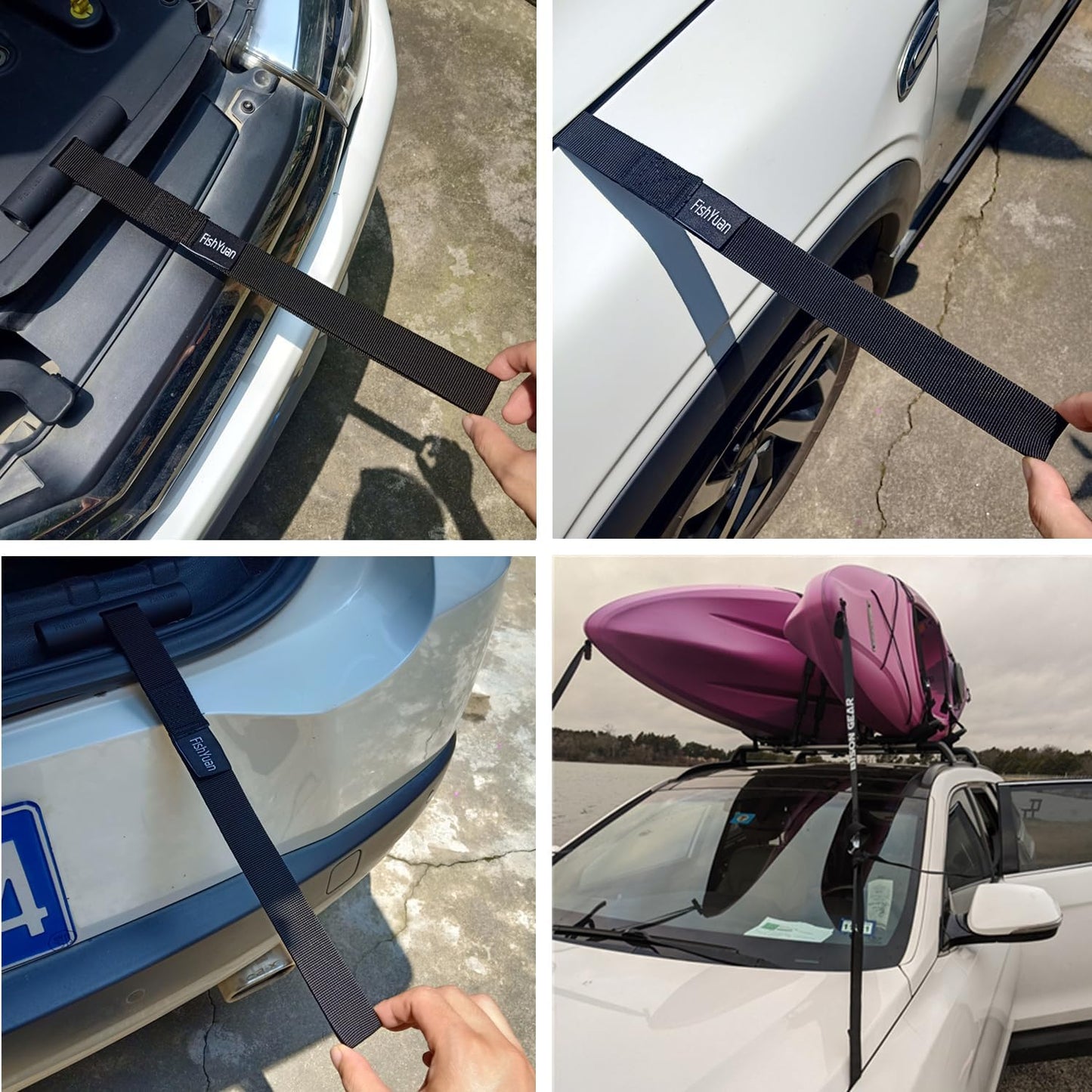 Quick Loops - Fast Kayak and Canoe Tie down Anchor Straps for Car Hoods and Trunks