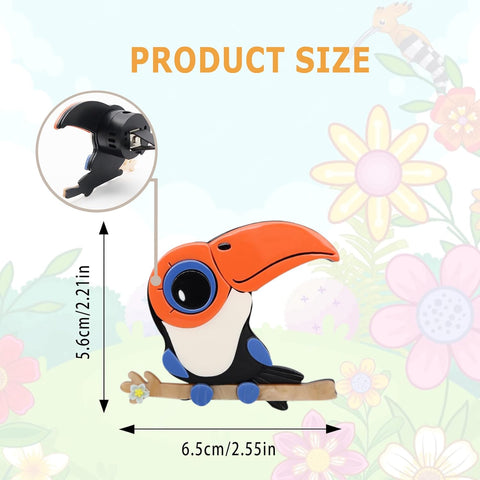 Bird Car Decor,Cute Toucan Air Vent Clip Car Freshener,Acrylic Rainforest Theme Decorations Accessories,Refillable Clip on Diffuser for Women Teens