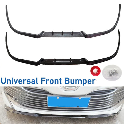 ABS Universal Car Front Bumper Lip Body Kit Spoiler Splitter ABS Bumper Canard Lip Splitter Universal Car Accessories Front Lip