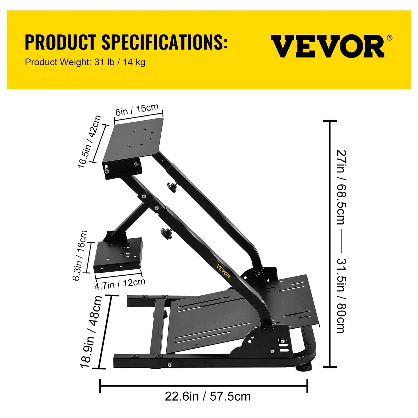 Racing Steering Wheel Adjustable Stand Racing Simulator Cockpit Fit for Mainstream Brands