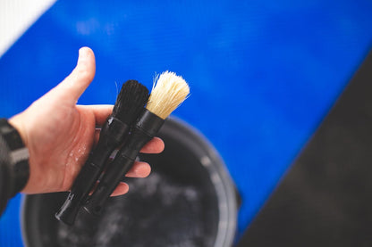 Boar Hair Detailing Brush Large, Comfortable Grip and Heavy-Duty Scrubbing for Interior, Exterior, Engine Bay, Wheels, Exhaust Tips, Textured Plastic
