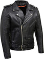 SH1011 Men'S Classic Brando Premium Leather Black Motorcycle Riders Leather Jacket W/Side Laces