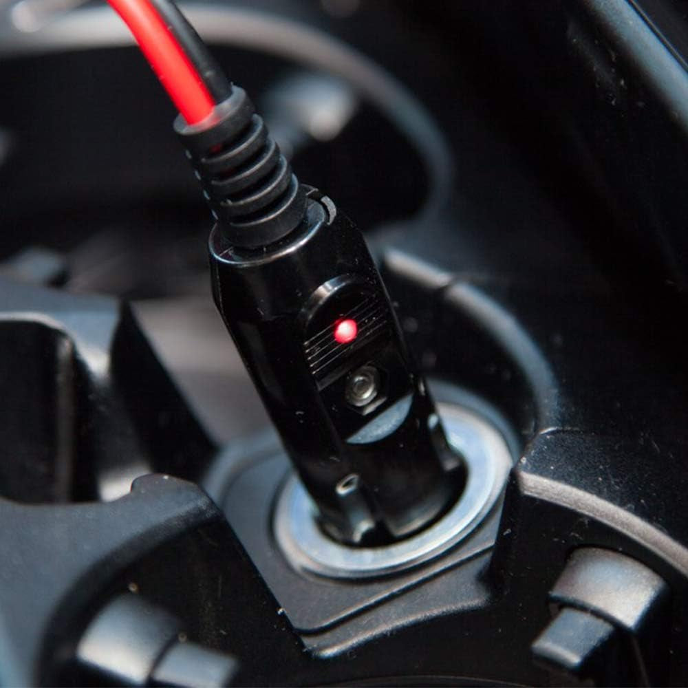 12V Replacement Cigarette Lighter Male Plug with Lead - 24V Car Power Adapter Auto Accessories with Led Lights, 15A Fuse (Male Plug to Tinned Terminal)