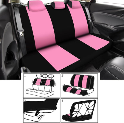 20 Pcs Car Seat Covers Full Set Car Accessories Includes Seat Protectors Fluffy Steering Wheel Cover Belt Shoulder Pads Handbrake Gear Cover Armrest Pad Women Men(Pink and Black)