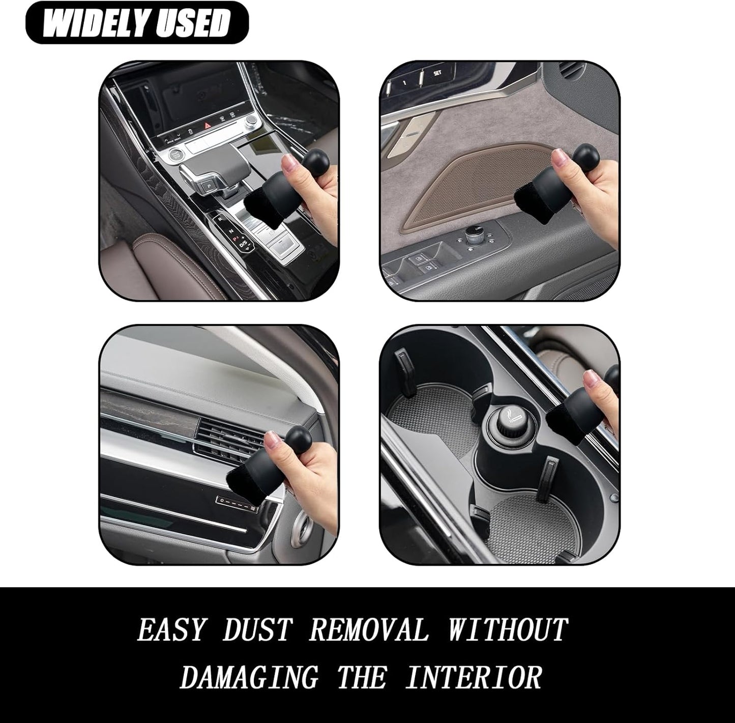 2 PCS Automotive Cleaning Brushes - Soft Bristles, Curved Design for Air Vents, Dashboards, Engines, Computers - Perfect for Car Interior Detailing (Black), GU33