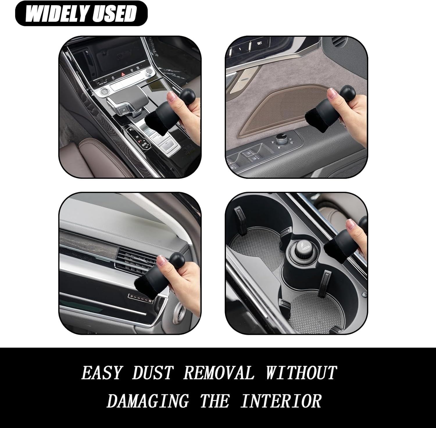 2 PCS Automotive Cleaning Brushes - Soft Bristles, Curved Design for Air Vents, Dashboards, Engines, Computers - Perfect for Car Interior Detailing (Black), GU33
