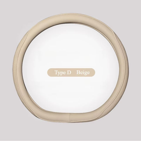 Napa Leather Perforated Patchwork Car Steering Wheel Cover, Non-Slip, Breathable, Universal 15 Inch (Approx. 38Cm)