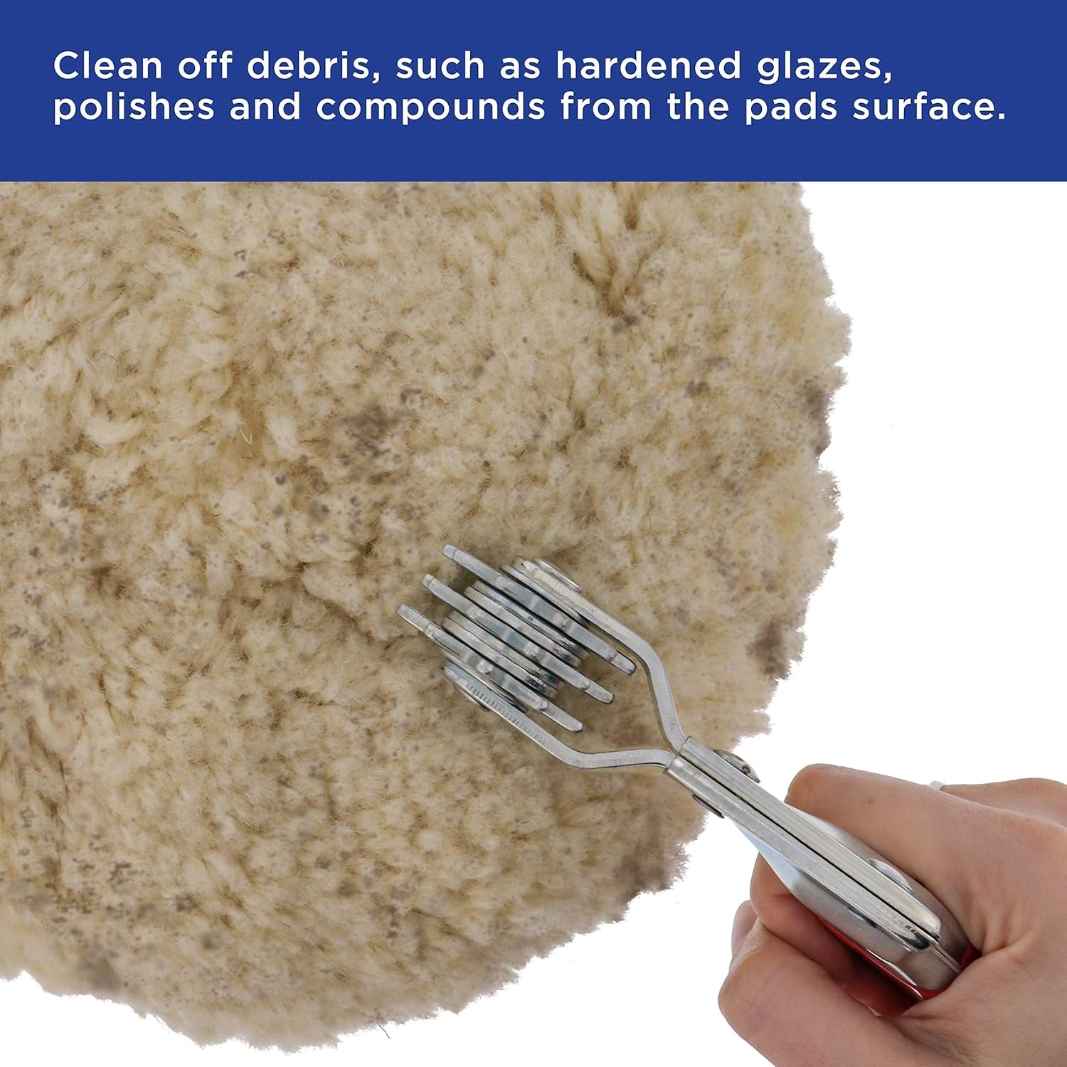 Polishing and Buffing Pad Cleaning Spur Tool for Revitalizing Polisher Compound Pads and Bonnets