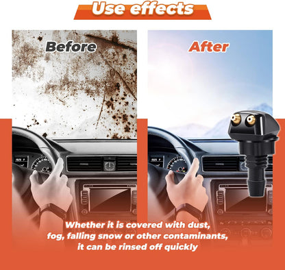 2Pcs Front Windshield Washer Nozzles, Front Windshield Washer Nozzle Kit and Fluid Hose, Windshield Washer Nozzles Wiper Spray Fit for Most Cars