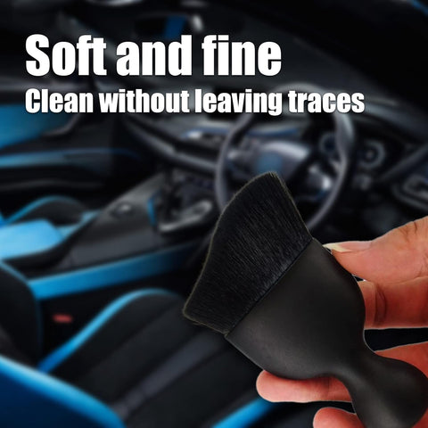 2 PCS Car Detailing Brush, Automotive Interior Cleaning Brush Air Conditioner Brush, Curved Surface Design Soft Bristle Dirt Dust Cleaning Tool, Universal Car Interior Dust Brush (Black)