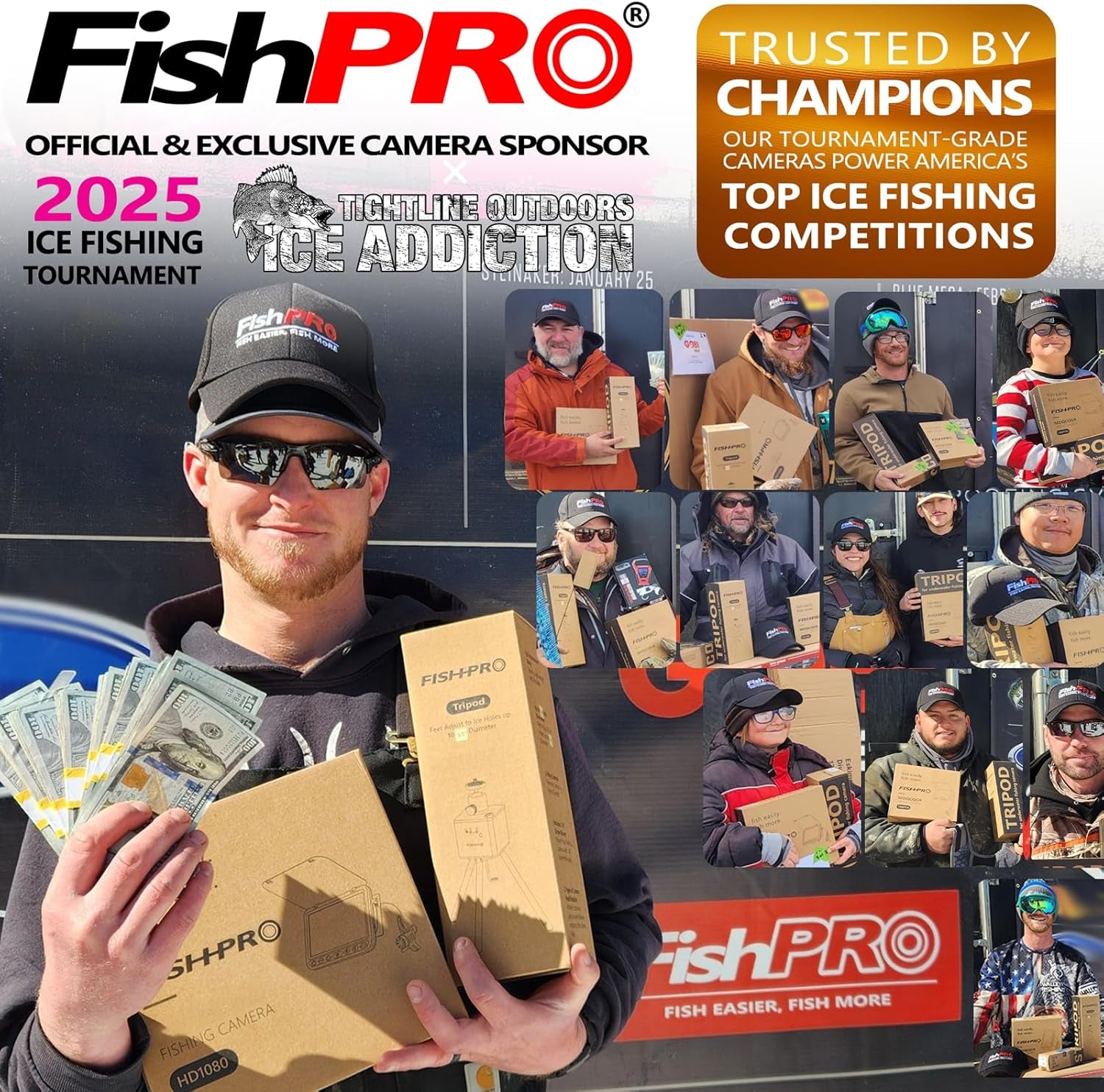 [® 2025 Upgrade] 4.5'' True HD 1080P Underwater Fishing Camera (Plug & Play) - Ice Fishing Camera Underwater W/ 5,000Mah, USB-C, IR+LED, Fish Finder Camera for Ice/Lake/Boat Fishing, 20M/66Ft