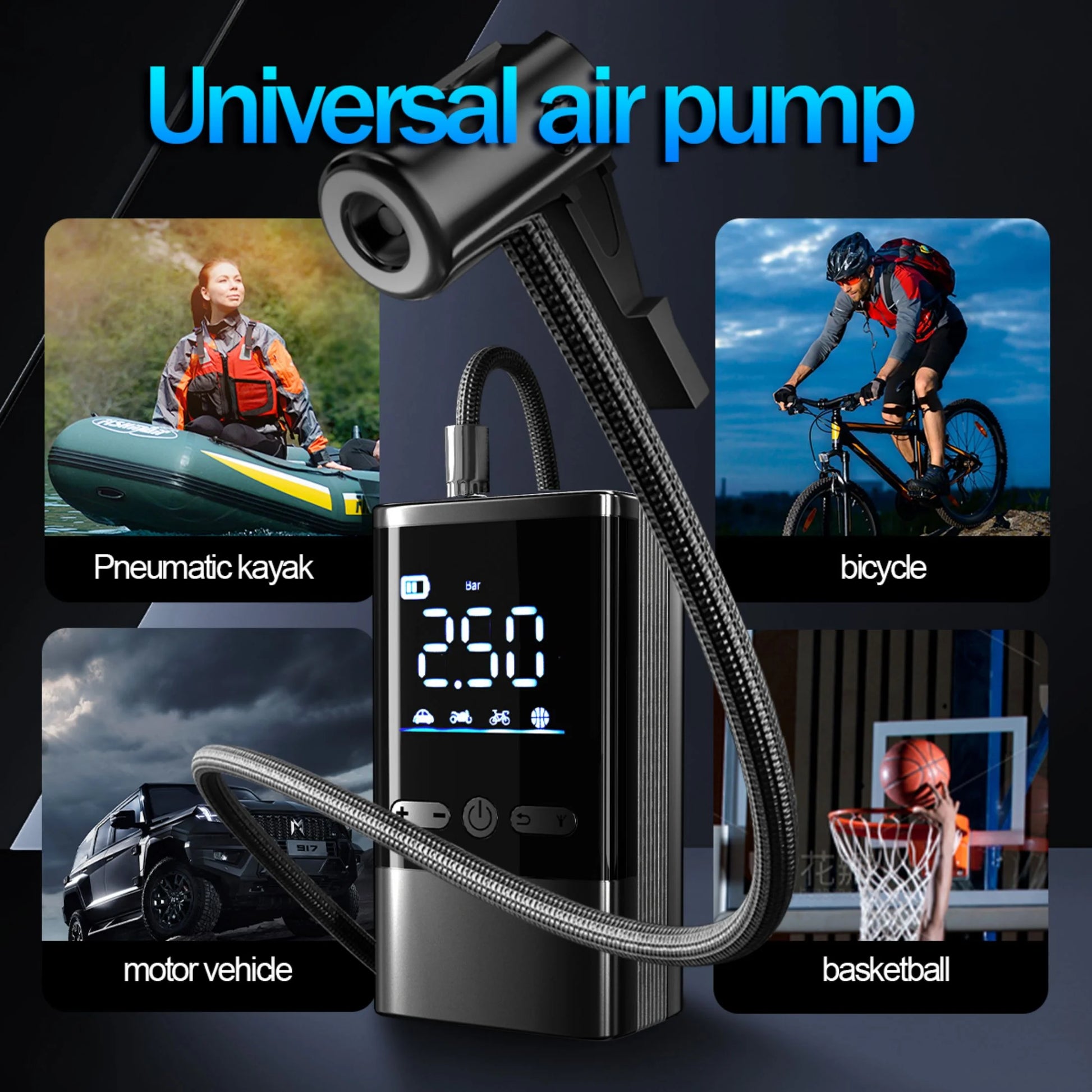 Tire Inflator Portable 150 Psi Air Compressor Cordless Air Pump with LCD Displ for Car Tires