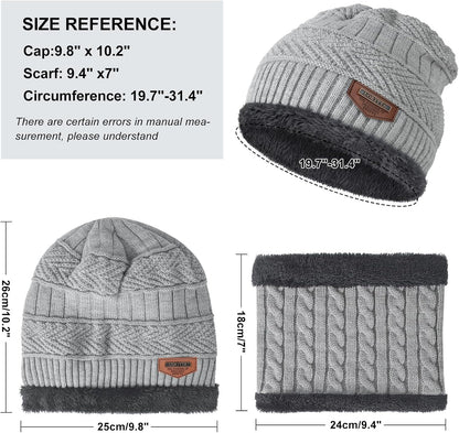 Winter Beanie Hats Scarf Gloves Set Thick Warm Slouchy Beanies Hat Knit Skull Cap Neck Warmer for Men Women
