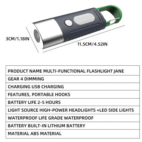 Mini Convenient High Power LED Flashlight Camping Flashlight, 3Ledand Side Lights Telescopiczoom Waterproof Light, Lampshade