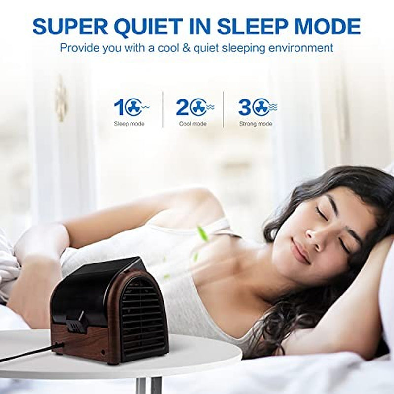 POOCCI Desk Fan Personal Quiet Powerful Small Table Fans Retro Bladeless Fans