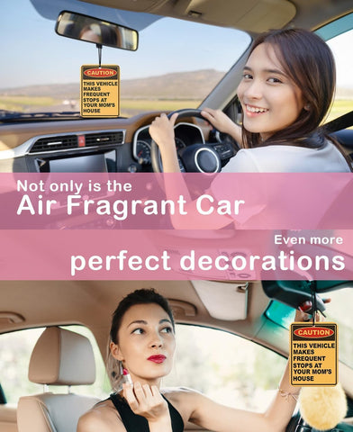 Funny Car Air Freshener Hanging 2Pcs, Funny Gifts Car Accessories for Men Interior, CAUTION Stops at Your Mom‘S House Cars Freshener Interior for Men Guys Funny Gifts (Black I)