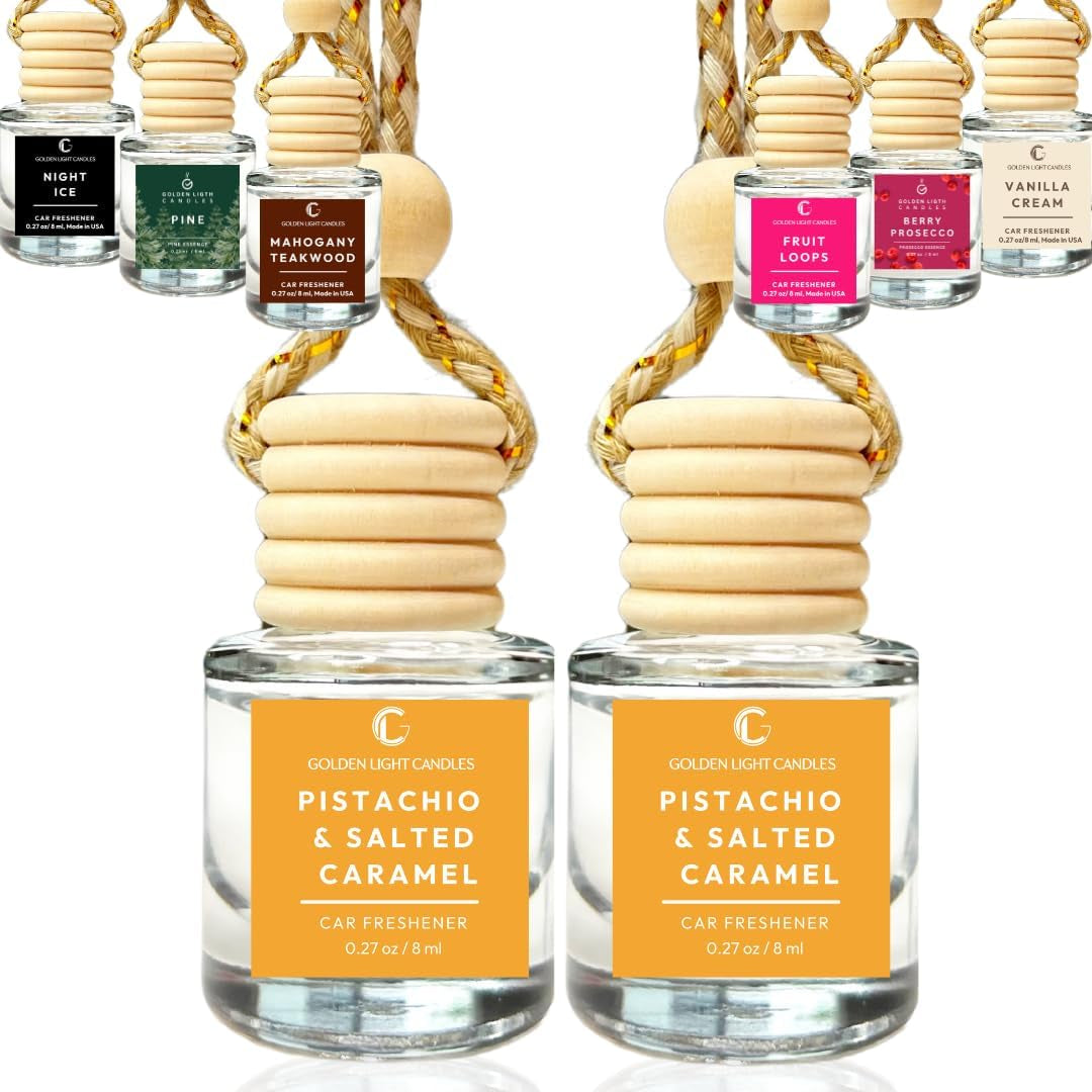 Car Air Freshener Hanging (Pack of 2) | Pistachio and Salted Caramel Car Scent | Cute Car Fragance Oil Diffuser | Car Fresheners for Women and Men | Made in USA | Buy 2+ and save 33%*