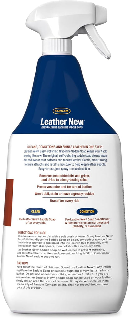 Leather New Easy-Polishing Glycerine Saddle Soap and Leather Cleaner, 32 Oz